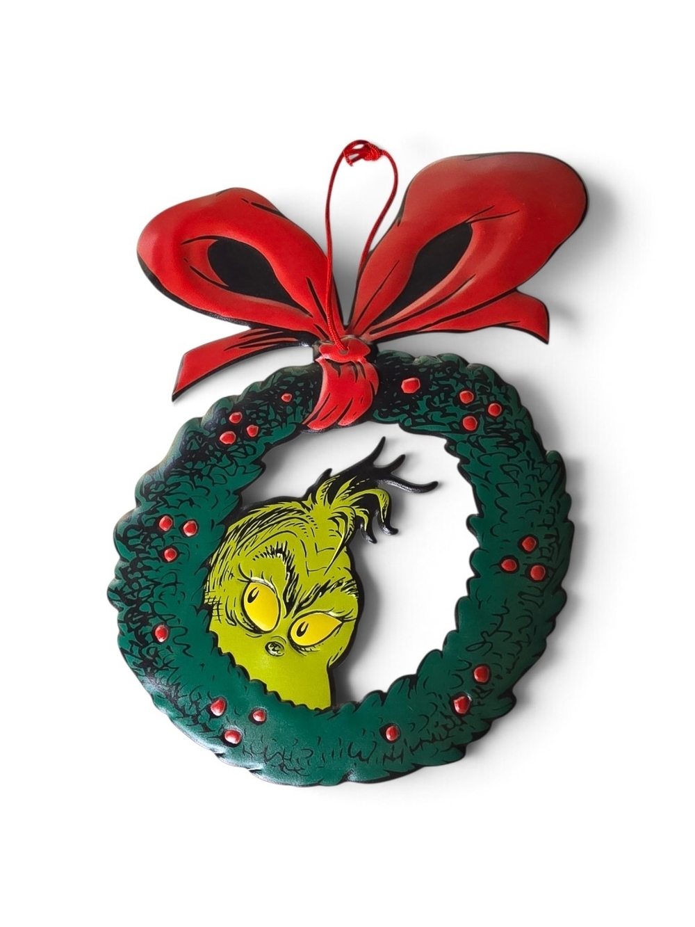 The Grinch Dr. Seuss Metal Tin Christmas Wreath Wall Decor 17.3" NWT